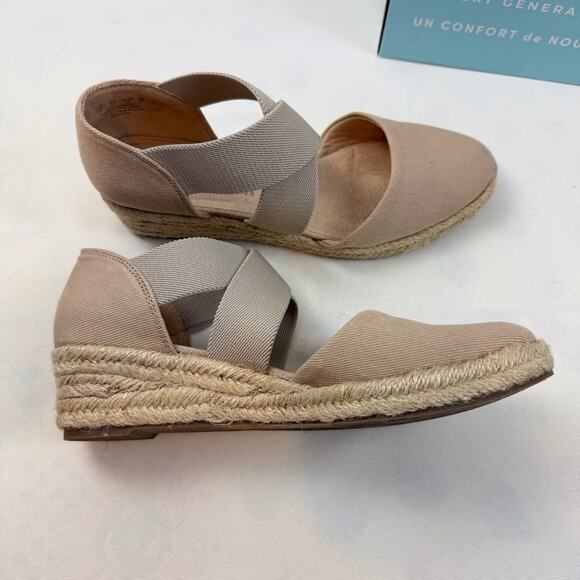Lifestride 2.0 Keaton Tan Wedge Espadrilles 8M Slip On Comfy Elastic Straps - Picture 6 of 16